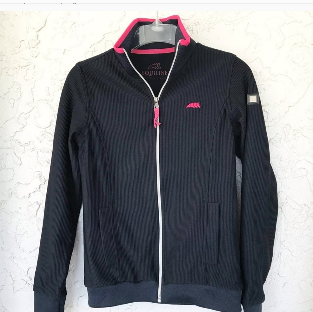 ✨Equiline Italia Equestrian Navy Ribbed Knit Athletic Jacket, Sz X-Small